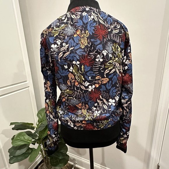 H&M Reversible Floral Nylon Track Jacket Women’s XS Multicolor Zip Lightweight - Picture 6 of 13